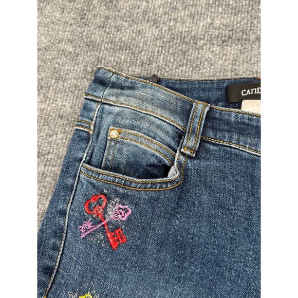 Candace Women's Embroidered Jeans Size 9 Skinny Fit Vintage Y2K Rainbow Key - Picture 3 of 16